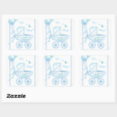 新生児ボーイブルー乳母車とバルーン スクエアシール (シート)