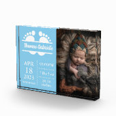 新生児ボーイブルー誕生統計Keepsakeフォトブロック フォトブロック (右)