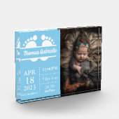 新生児ボーイブルー誕生統計Keepsakeフォトブロック フォトブロック (左)