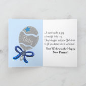 新生児ボーイベビー足ブルーラトル カード (内部)