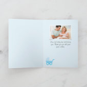 新生児ボーイ写真青のアナウンスカード 案内状 (内部)