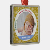 新生児ボーイ写真1stクリスマスおばさんゴールデン メタルオーナメント (右)