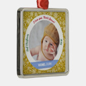 新生児ボーイ写真1stクリスマスアンクルゴールデン メタルオーナメント (右)