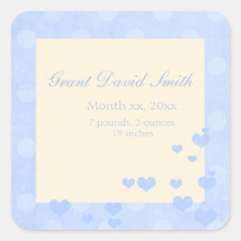 新生児ボーイ告知ステッカー スクエアシール