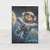 新生児ボーイ宇宙飛行士テディベア カード (正面)