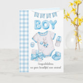 新生児ボーイ用グリーティングカード カード (黄色い花)