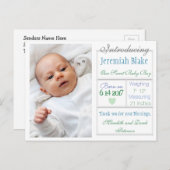 新生児ボーイ発表葉書のご紹介 案内ポストカード (正面/裏面)