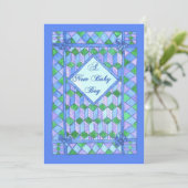 新生児ボーイ発表 – Cot Quilt 招待状 (スタンド正面)