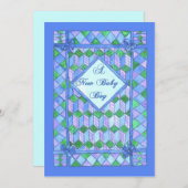 新生児ボーイ発表 – Cot Quilt 招待状 (正面/裏面)