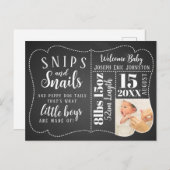 新生児ボーイ葉書、吸い殻、カタツムリ 案内ポストカード (正面/裏面)