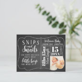 新生児ボーイ葉書、吸い殻、カタツムリ 案内ポストカード (スタンド正面)