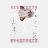 新生児マイルストーンハイランドカウピンク フリースブランケット (正面)