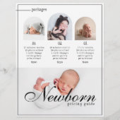 新生児マタニティフォトグラフィーセッション料金表 チラシ (正面)