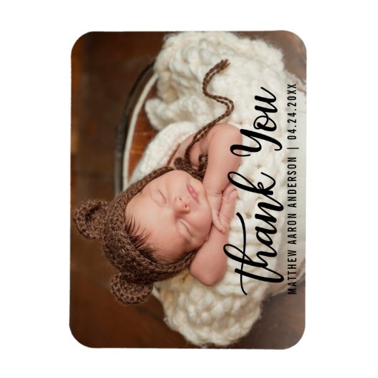 新生児モダンありがとうBlk マグネット (縦)