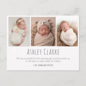 新生児モダンの出生告知カード ポストカード (正面)