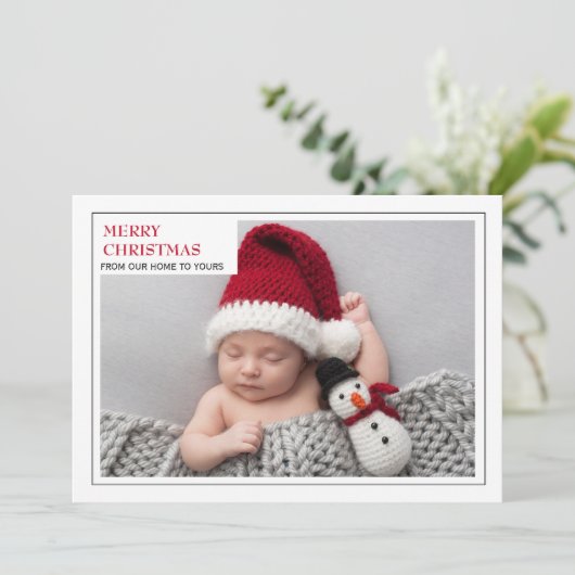 新生児モダンファミリーフォトメリークリスマスホリド シーズンカード (スタンド正面)