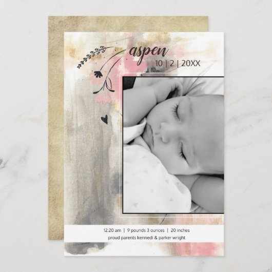 新生児モダンフォトスタイル 案内状 (正面/裏面)