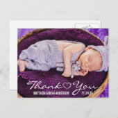 新生児モダン写真サンキューハート 案内ポストカード (正面/裏面)