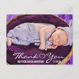 新生児モダン写真サンキューハート 案内ポストカード