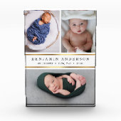 新生児モダン誕生統計フォトコラージュ フォトブロック (正面)