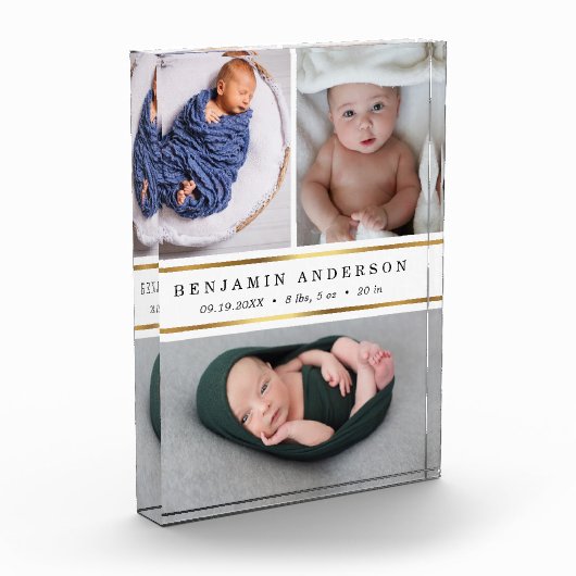 新生児モダン誕生統計フォトコラージュ フォトブロック (左)