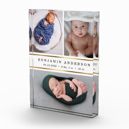 新生児モダン誕生統計フォトコラージュ フォトブロック (右)