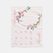 新生児乳児マイルストーンさくらんぼブロッサム金ゴールド地域 フリースブランケット (正面)