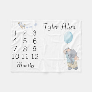 新生児乳児マイルストーンキュートリトルエレファント フリースブランケット