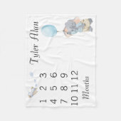 新生児乳児マイルストーンキュートリトルエレファント フリースブランケット (正面)