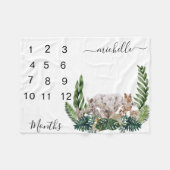 新生児乳児マイルストーンジャングルアニマルキープサケ フリースブランケット (正面(横))