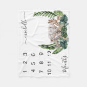 新生児乳児マイルストーンジャングルアニマルキープサケ フリースブランケット (正面)