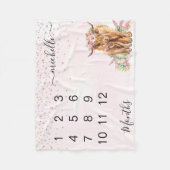 新生児乳児マイルストーンハイランドカウピンク フリースブランケット (正面)