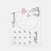 新生児乳児マイルストーンピンクエレファントピンク写真 フリースブランケット (正面)