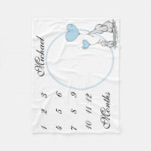 新生児乳児マイルストーンブルーエレファントフォト フリースブランケット (正面)