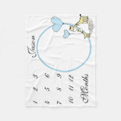 新生児乳児マイルストーンブルーキリン写真 フリースブランケット (正面)