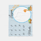 新生児乳児マイルストーン恐竜の記念撮影 フリースブランケット (正面)