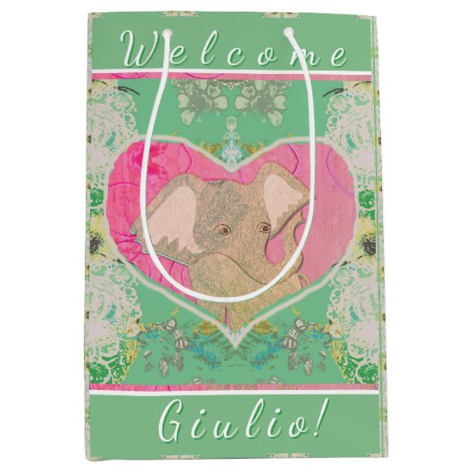 新生児付き/象 ミディアムペーパーバッグ (正面)