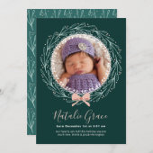 新生児休日の誕生発表フォトカード 招待状 (正面/裏面)