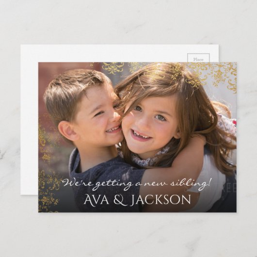 新生児兄弟姉妹ブラザー |写真の追加 案内ポストカード (正面/裏面)