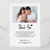 新生児写真ありがとうハートモダン誕生 箔招待状 (裏面)