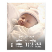 新生児写真とベビー統計Pine Branch & Star フォトプリント (正面)