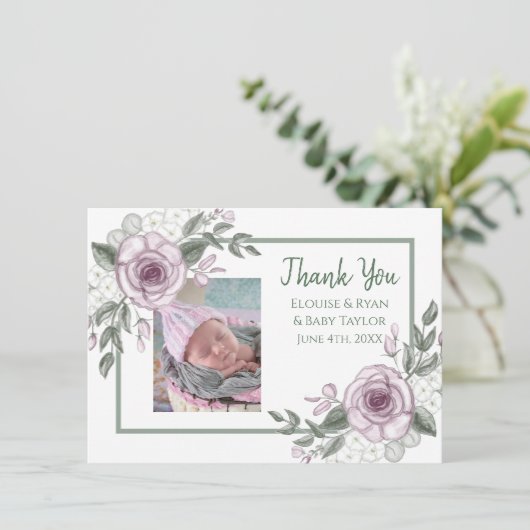 新生児写真とThank You Notes カード (スタンド正面)