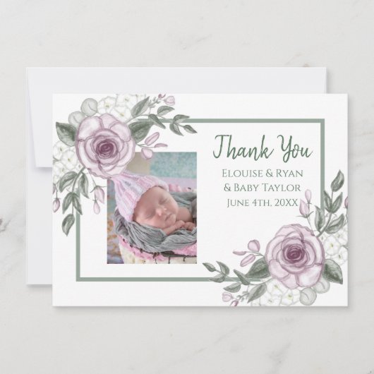 新生児写真とThank You Notes カード (正面)