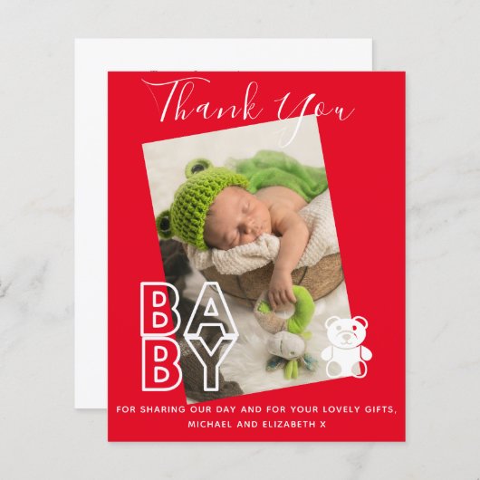 新生児写真サンキューカードモダン予算 (正面/裏面)