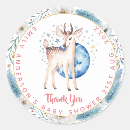 新生児写真サンキューカードモダン予算 ラウンドシール (正面)