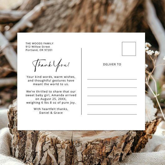 新生児写真感謝カード ポストカード