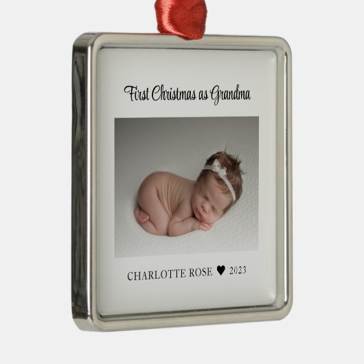 新生児初めてのクリスマスを祖母の写真として メタルオーナメント (右)