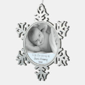 新生児初めてのクリスマスをMommy Sonの写真とカスタムして スノーフレークピューターオーナメント (右)