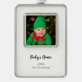 新生児初めてのクリスマス写真年スクリプト名 シルバープレートフレームオーナメント