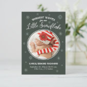 新生児初めてのクリスマス誕生統計ハッピーホリデイ サンキューカード (スタンド正面)